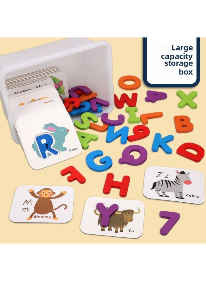 Children's Wooden Puzzle Infant Baby Girl Boy Benefiting Intelligence Development Assembled English Alphabet Card Toy-Color:XHN-three-dimensional Digital Alphabet Puzzle Card (plastic Box) - Image 2